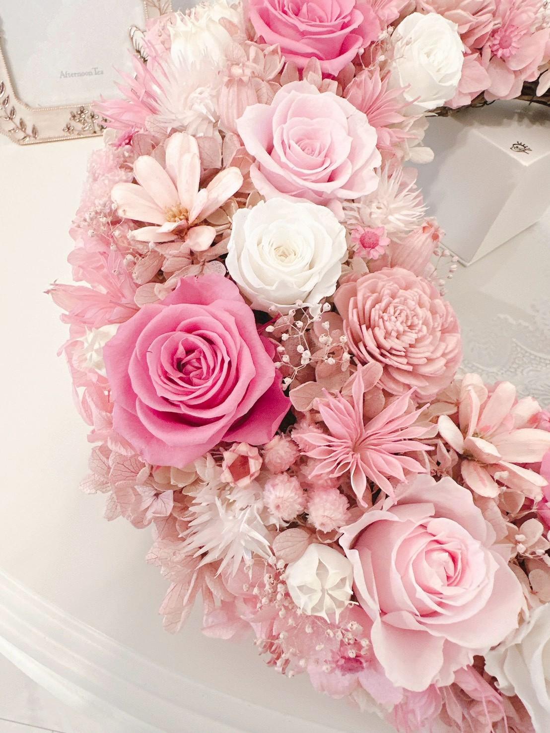 【人気 三日月リース】ロゼブロッサム クレセント 〜桃色の季節〜 結婚祝い ピンク 桜色 春限定2026 新作 ギフト | 8枚目